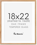 Fun Memories 18x22 Picture Frame, Solid Oak Wood for Wall, Poster Frame With Real Glass, Matted for 15x20, Home Decor (Natural Oak Color, 1 Pack)