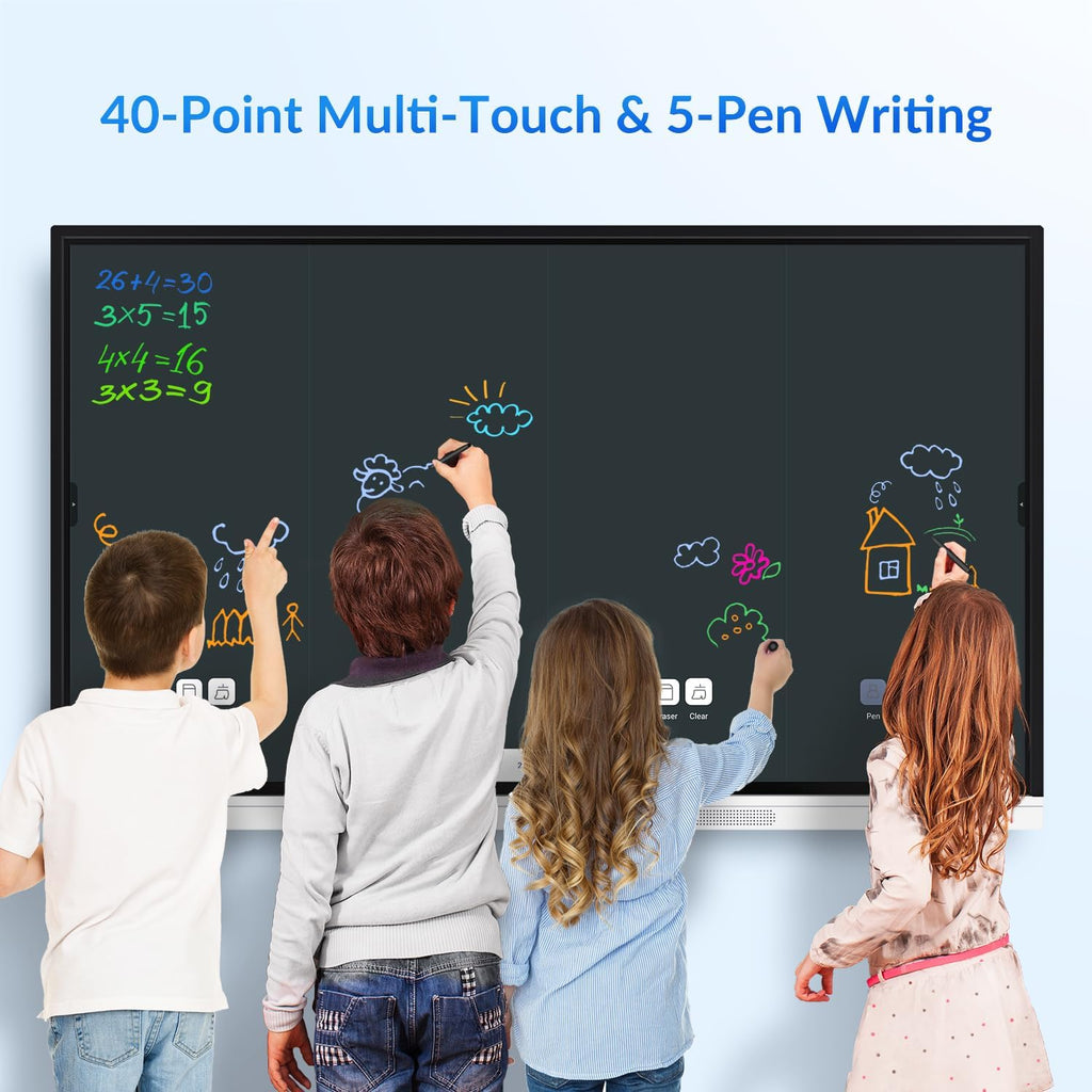 55 Inch 4K Smart Board - Google EDLA-Certified Interactive Whiteboard, Android 14 OS, 50-Point Touch, Wireless Casting - Digital Whiteboard for Classrooms & Hybrid Offices (Board Only)