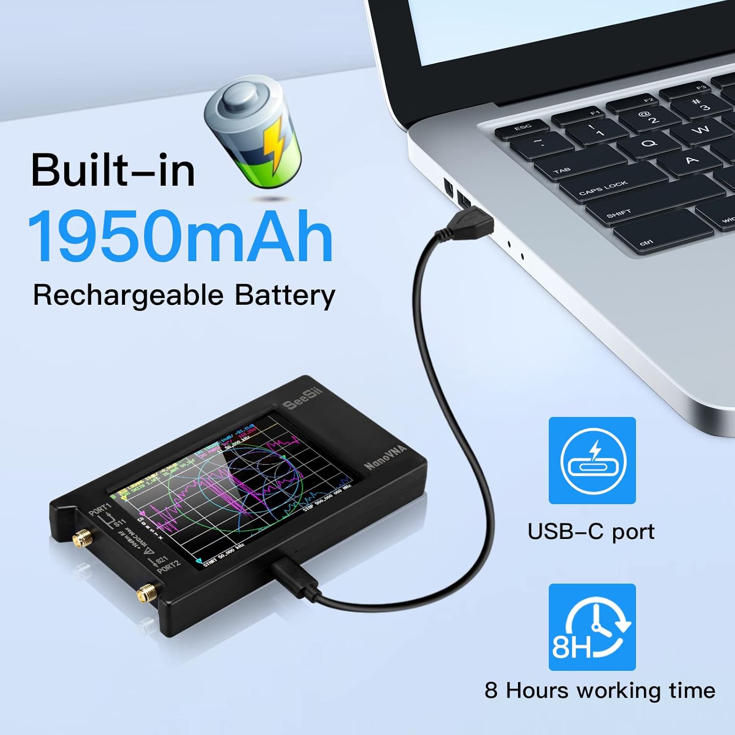 SEESII NanoVNA-H4 Vector Network Analyzer with 32GB Card, Latest V4.4 9KHz-1.5GHz HF VHF UHF 4" Touch Screen Nano Vna h4 Antenna Analyzer Measures Voltage Standing Wave Ratio, Phase,Delay,Smith Chart