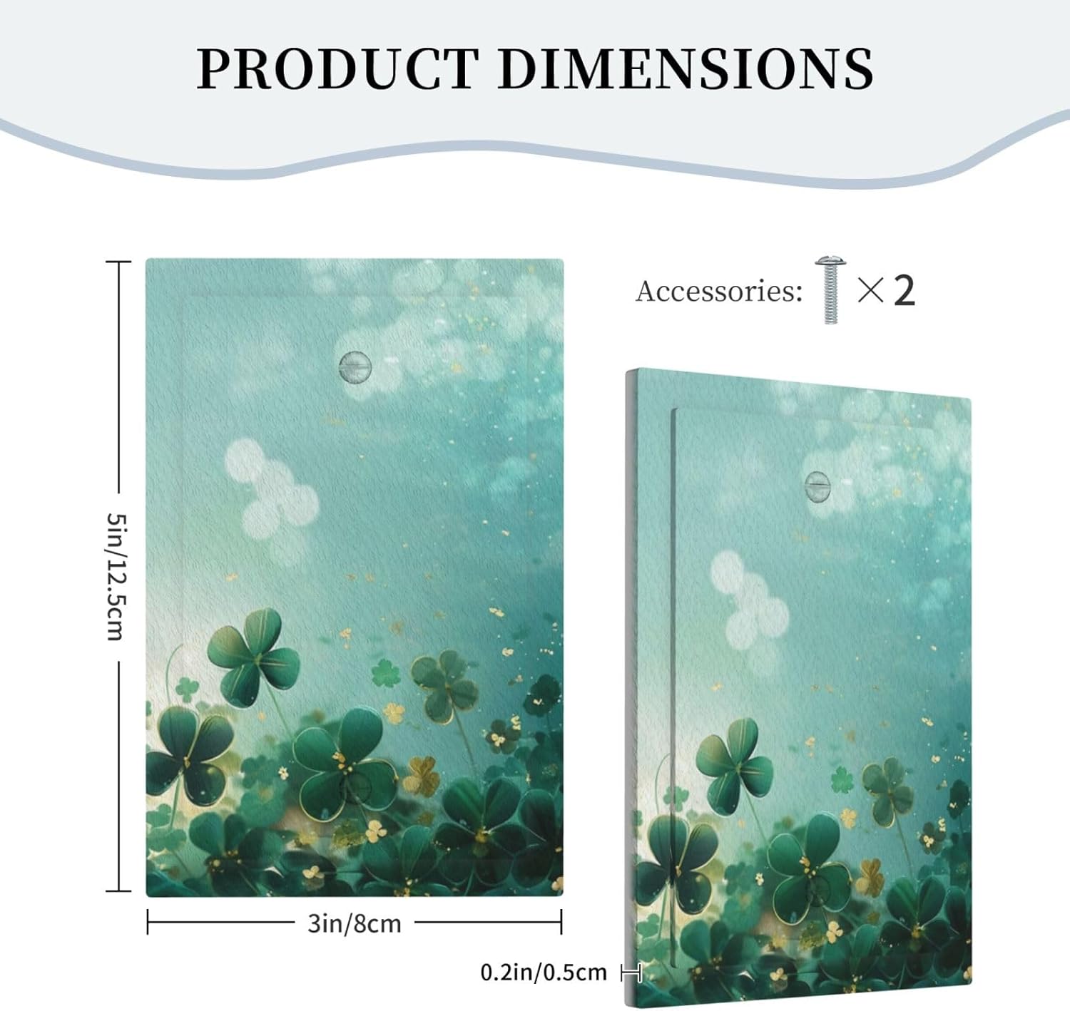 Decorative Light Switch Plate Covers Rustic Green Lucky Four leaf Clover 1 Gang No Device Single Blank Outlet Covers Wall Plate Light Switch Cover Plate for Bedroom Home Decor