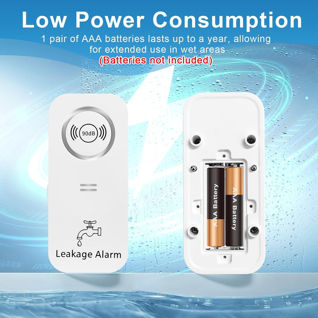 90dB Loud Water Leak Detector, 2 Pack Wireless Alarm with 3 Probes for Kitchen Bathroom Basement, Easy Installation Floor & Pipe Drip Sensor