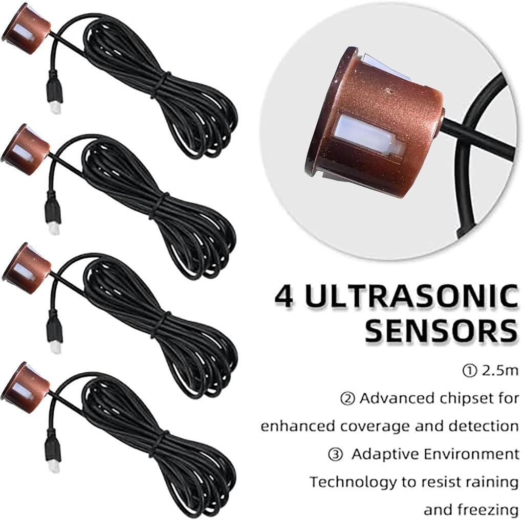 LCD Parking Sensor Kit - Displays Data on Original Screen, Easy Rear Installation, Compatible with All Camera Formats (AHD, CVBS), 18 Probe Colors to Match Any Vehicle