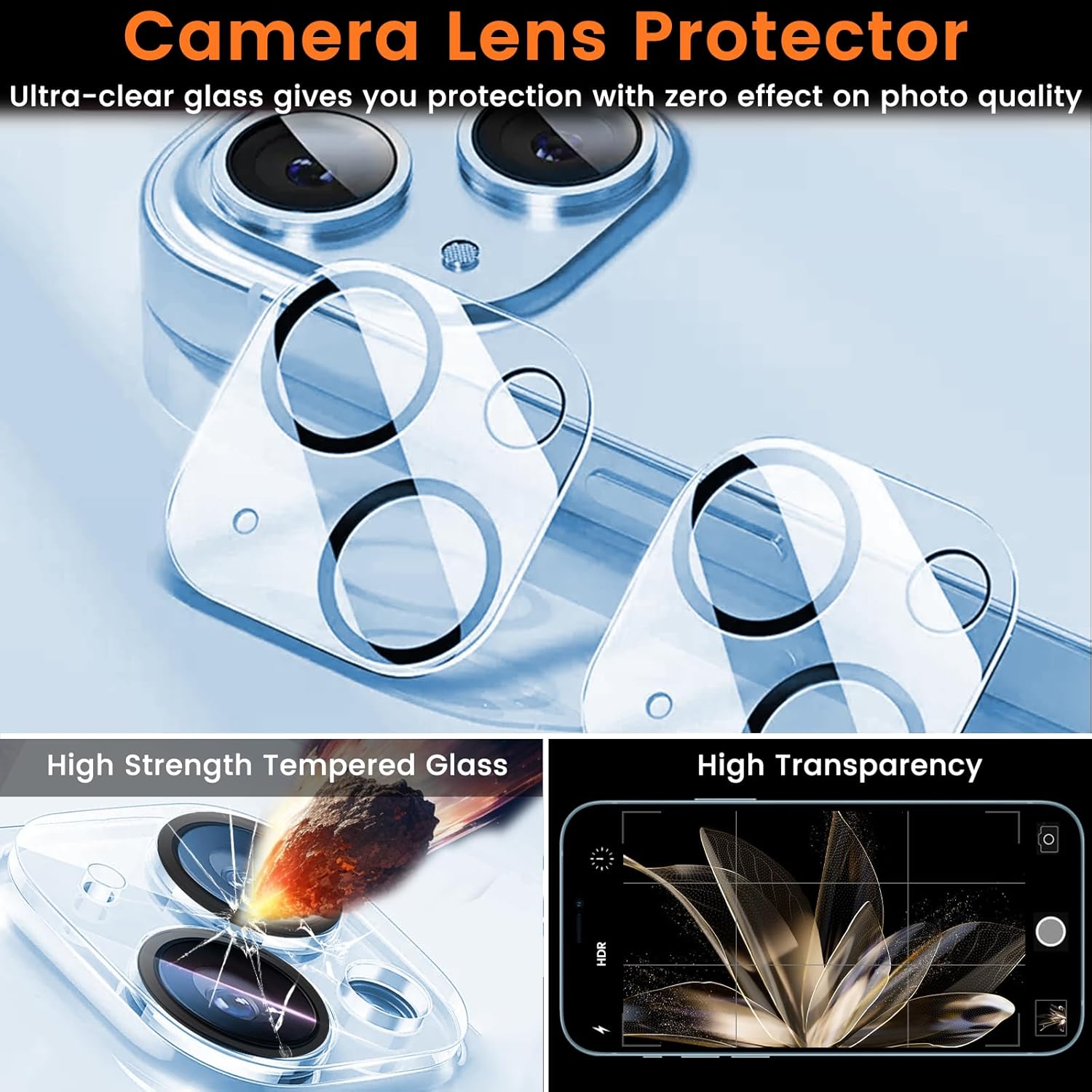 3+3 Pack Privacy Screen Protector for iPhone 14 6.1-Inch with 3 Pack Camera Lens Protector, Anti Spy Tempered Glass Film 9H Hardness Bubble Free Case Friendly