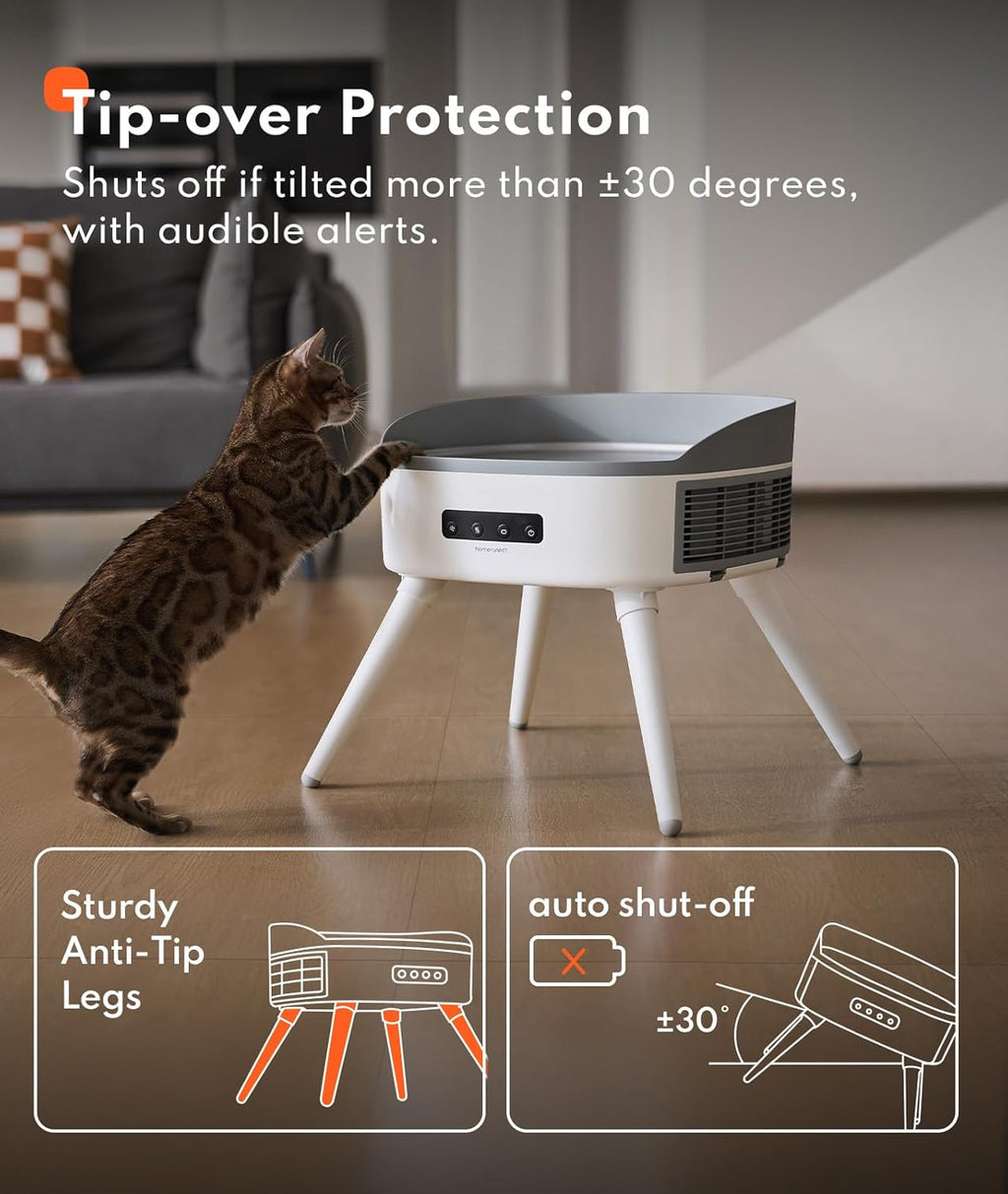 HomeRunPet Pet-Safe Space Heater with Heated Cat Bed - 2-in-1 Ceramic Heater for Room & Pets, 1300W Fast Heat, Energy Saving