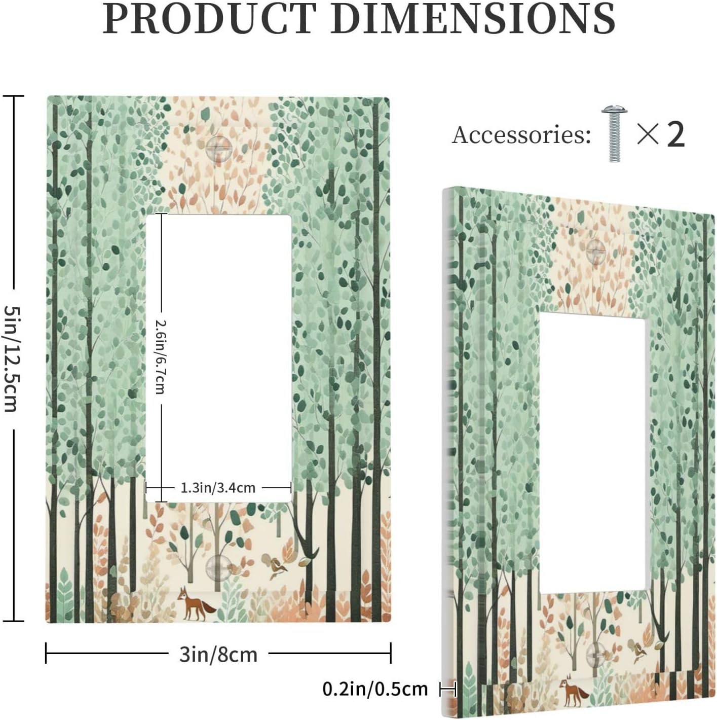 Boho Wildflower Forest Woodland Animals Decorative Outlet Covers 1 Gang Single Rocker Light Switch Cover Plate Wall Plates GFCI Faceplate for Bedroom Bathroom Decor