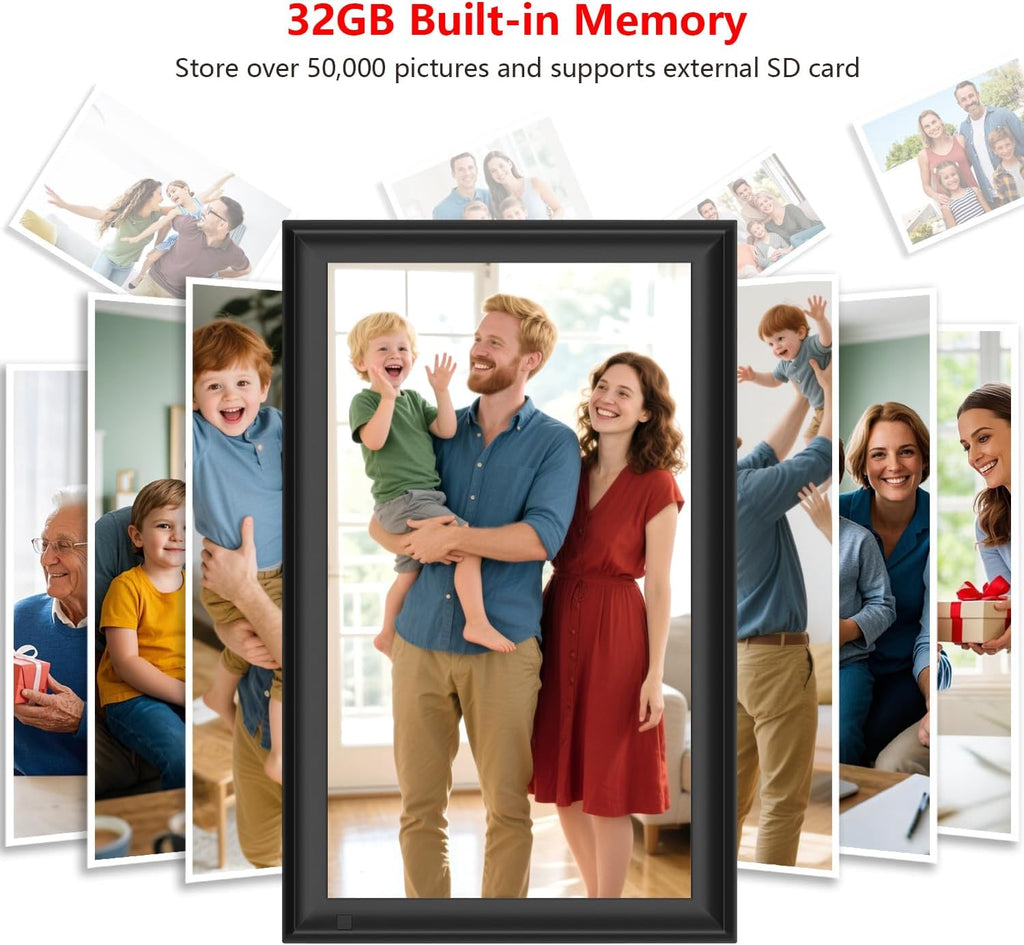 Frameo 15.6 Inch Large Digital Photo Frame, Digital Picture Frame WiFi, IPS HD Touch Screen, 32GB Storage, Photo Frame with Auto-Rotate Instant Share Photo/Video Sharing via Frameo App, Gift for Mom