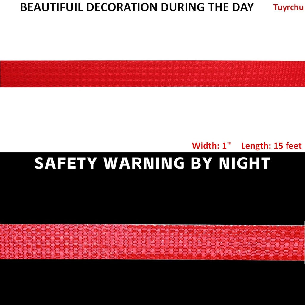 Red Reflective Tape Outdoor Waterproof 1 inch, High Visibility Warning Industrial Marking Tape, Safety Stickers (15 feet)