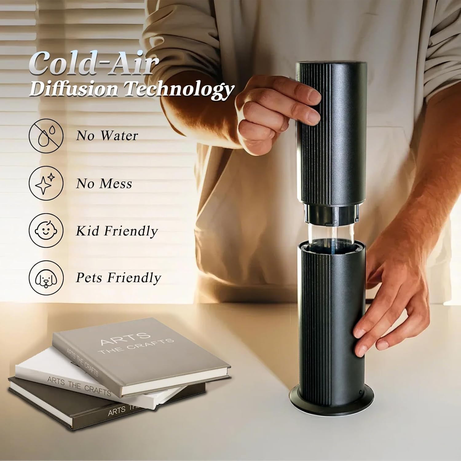 Bluetooth Waterless Diffuser, Essential Oil Diffuser for Home with Cold Air Tech 100ML, 2000 sq. ft Coverage Scent Diffuser for Large Room, Office, Spa, APP and RemoteControl, Black