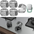 Stove Knob Covers for Child Safety - 5+1 Pack Upgraded Double-Key Design, Universal Fit Gas Oven Knob Locks, Heat-Resistant Clear View Baby Proof Covers for Kids and Pets (Black)