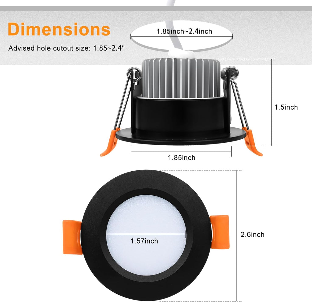 YGS-Tech 2 Inch LED Recessed Lighting, Dimmable Downlight 3W(35W Halogen Equivalent), CRI80, 3000K Warm White Ceiling Light with LED Driver(16 Pack)