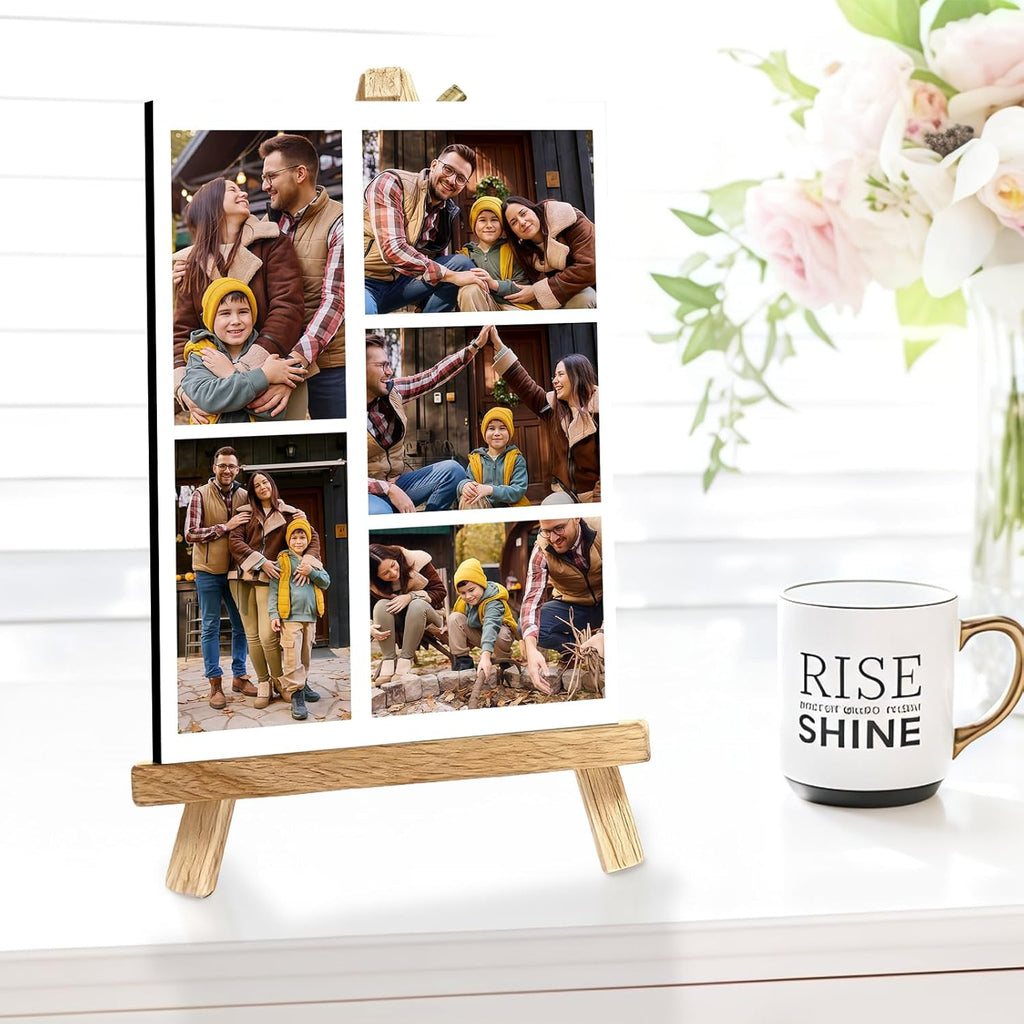 Custom Photo Frame with Stand, Personalized Picture Display, MDF and Wood Construction, Desktop Decor, Multiple Designs, Customizable Gift for Family and Friends