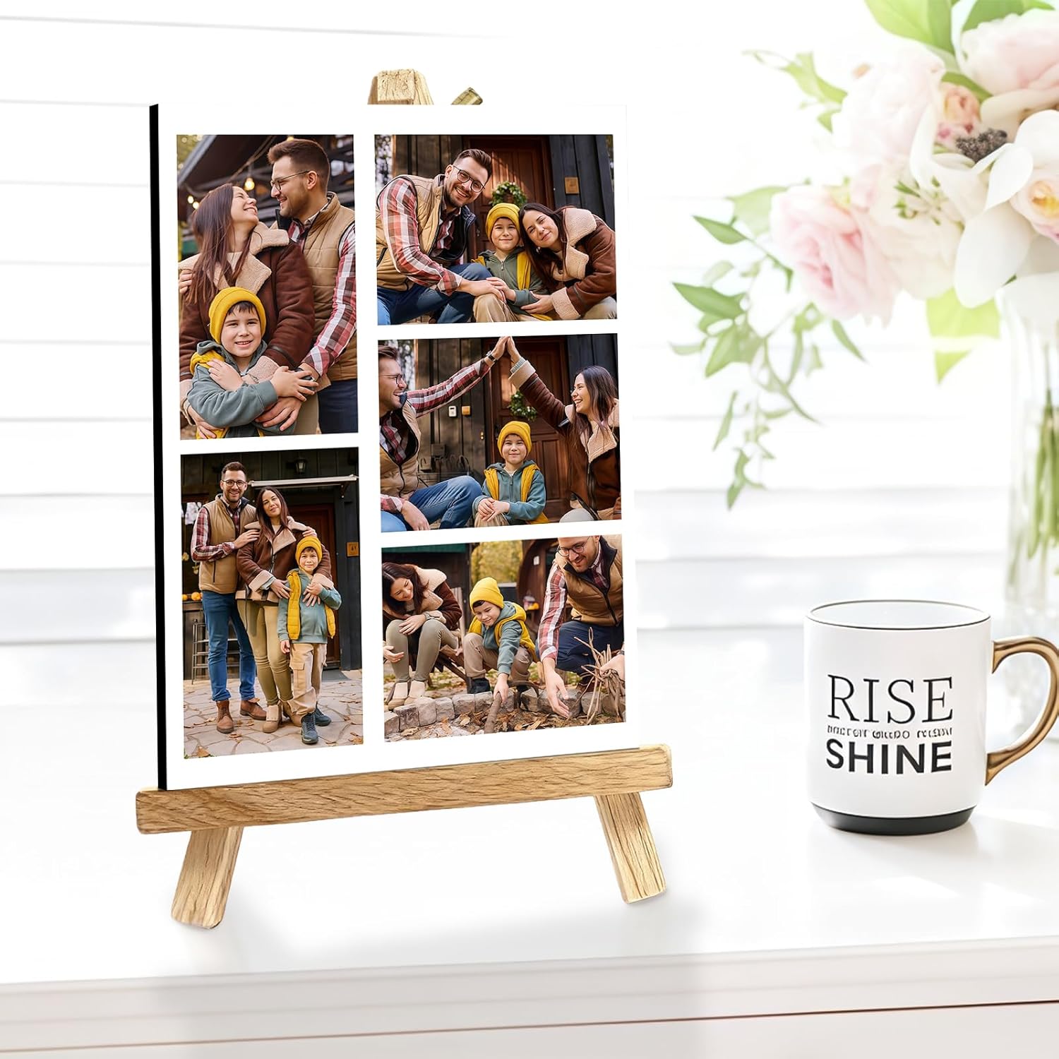 Custom Photo Frame with Stand, Personalized Picture Display, MDF and Wood Construction, Desktop Decor, Multiple Designs, Customizable Gift for Family and Friends