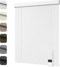 Motorized Cordless Aluminum Blinds with Remote, Automatic Room Darkening Horizontal Blinds for Indoor Window, Light Adjustment Waterproof Blinds, Customized for Home, Office, White