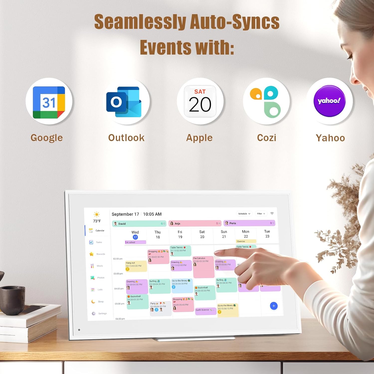 15.6-inch Wall Digital Calendar,Smart WiFi Calendar & Chore Chart,Full HD Touchscreen Interactive Display for Family Schedules-Wall/Desk Mountable Planner,Meeting Reminders & Deadline Tracking
