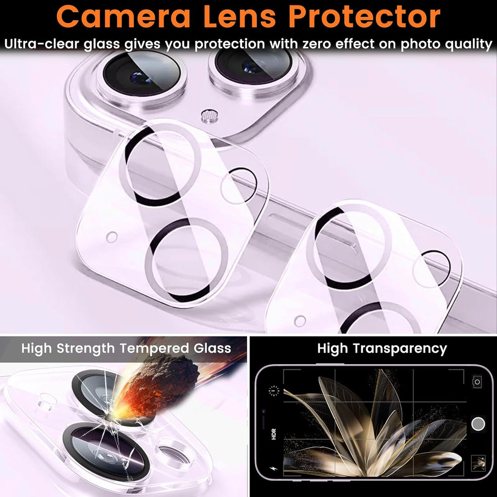 3+3 Pack Privacy Screen Protector for iPhone 14 Plus 6.7-Inch with 3 Pack Camera Lens Protector, Anti Spy Tempered Glass Film 9H Hardness Bubble Free Case Friendly