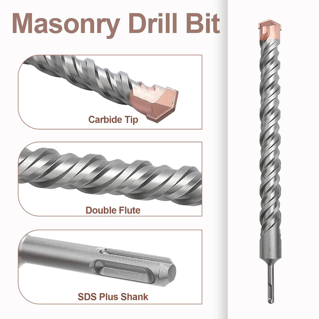 3/8 x 23.6 inch (10x600mm) SDS Plus Masonry Drill Bit, Rotary Hammer Drill Bit,Concrete Drill Bit for Concrete, Brick, Block,3/8 x 21 x 23.6 inch