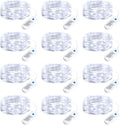 Minetom 12 Pack Fairy Lights Battery Operated String Lights, 8 Modes & Timer, 7ft 20LED White Waterproof Silver Wire Twinkle Lights, Firefly Starry Moon Lights for Mason Jars DIY Christmas Wedding