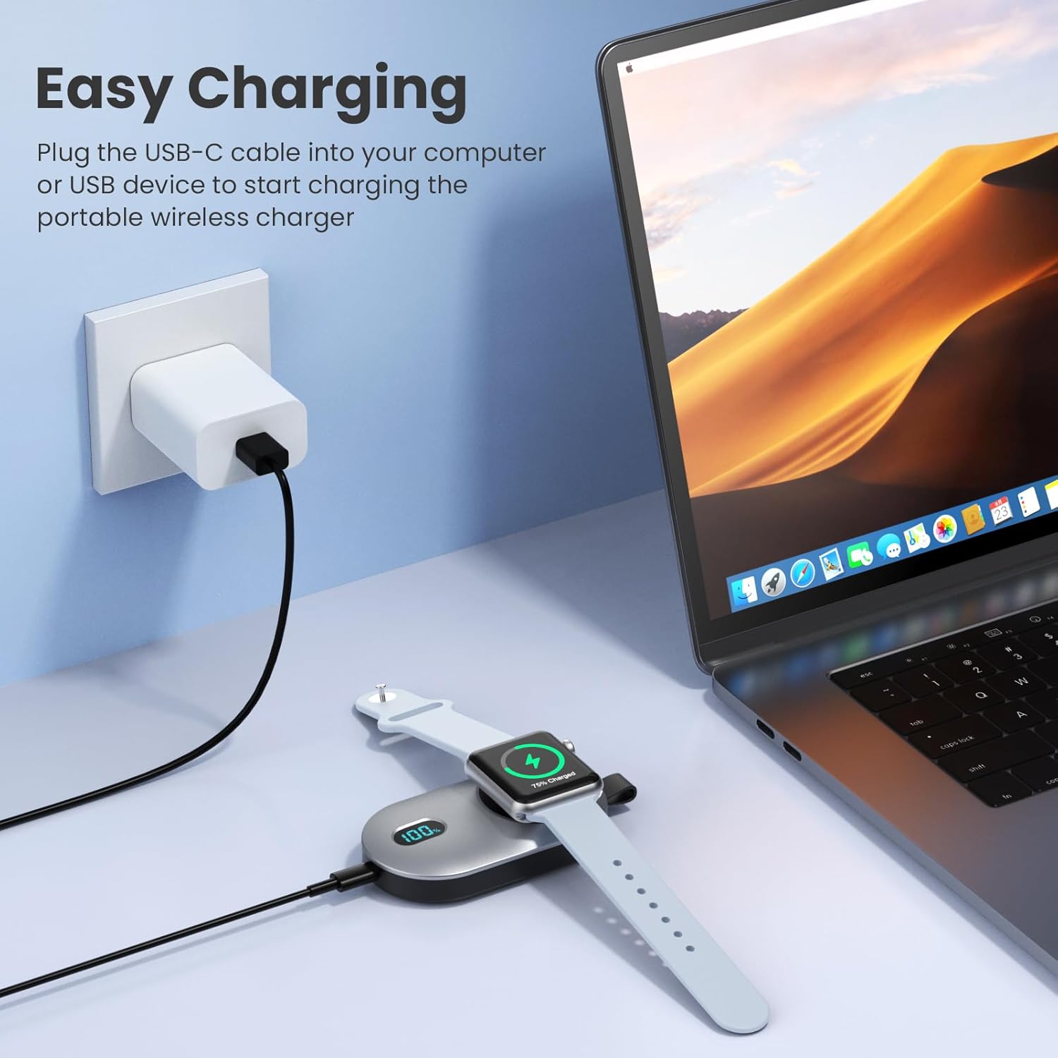 [2-Pack]Portable Charger for Apple Watch Series,Compact Wireless Magnetic iWatch Charger,2800mAh Fast Charging Power Bank for Apple Watch Series 10/9/8/7/6/SE/5/4/ 3/2/1/Nike/Ultra/Ultra 2-Black+White