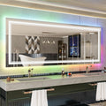 84x32 Inch LED Bathroom Mirror with Lights, Color Changing RGB Backlit Mirror,Large Lighted Vanity Mirrors for Bathroom Wall, Dimmable, Anti-Fog (RGB Backlit+Front-Lit)