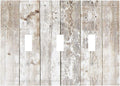 Vintage Light Wood Retro Rustic White Gray Oak Print Decorative Switch Plates 3 Gang Wall Plate Triple Toggle Light Switch Cover Faceplate Electrical Wall Panels for Farmhouse Home Decor