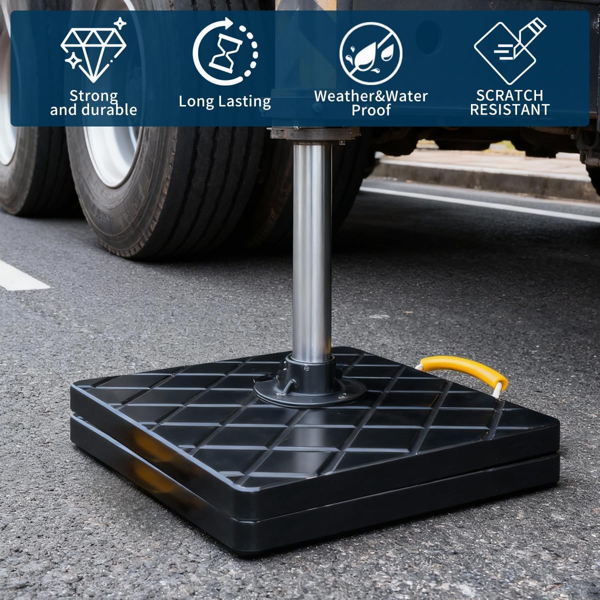 Trailer Stabilizer Pads (2 Pack), UHMWPE 12 X 12 X 1 inchs Non-Slip Rv Jack Pads Camper Outrigger Pads with Handle, Heavy Duty Stabilizing Blocks for Truck/Trailer/Crane
