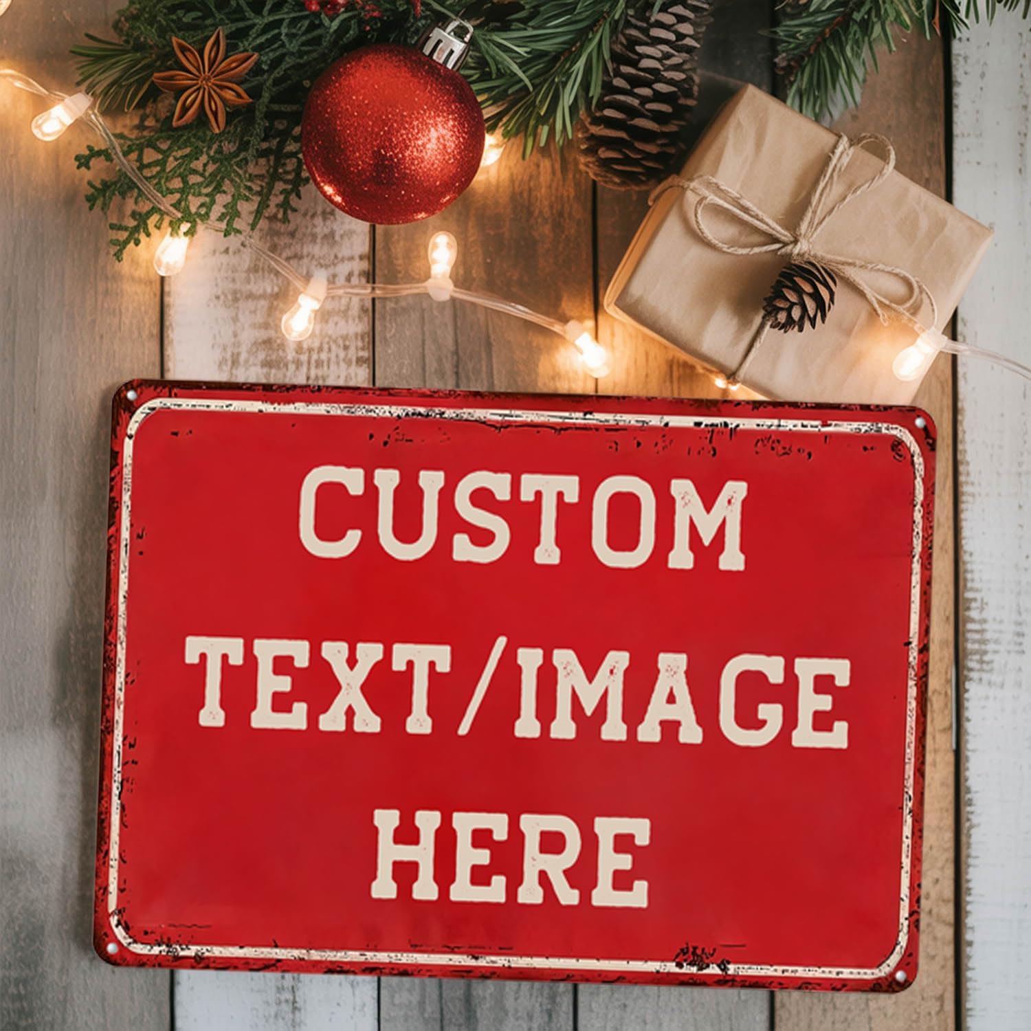 Custom Sign with Directional Arrow Rustic, Personalized Wall Decor, Vintage Metal Signs, 22''x16'' Customized Retro Aluminum Sign for Home Office Bar Yard Garden Outdoor Gift
