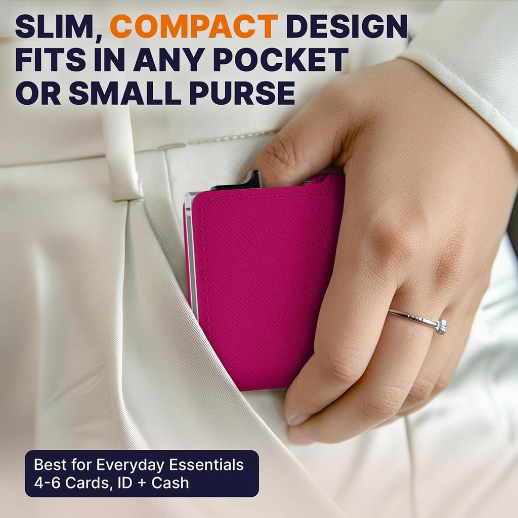 Conceal Plus Small RFID Wallet for Women, Slim Compact RFID Blocking Credit Card Holder Womens Wallet, Smart Pop Up Minimalist Card Case, Holds 4-6 Standard Cards Plus Cash & ID, Compact Travel Wallet