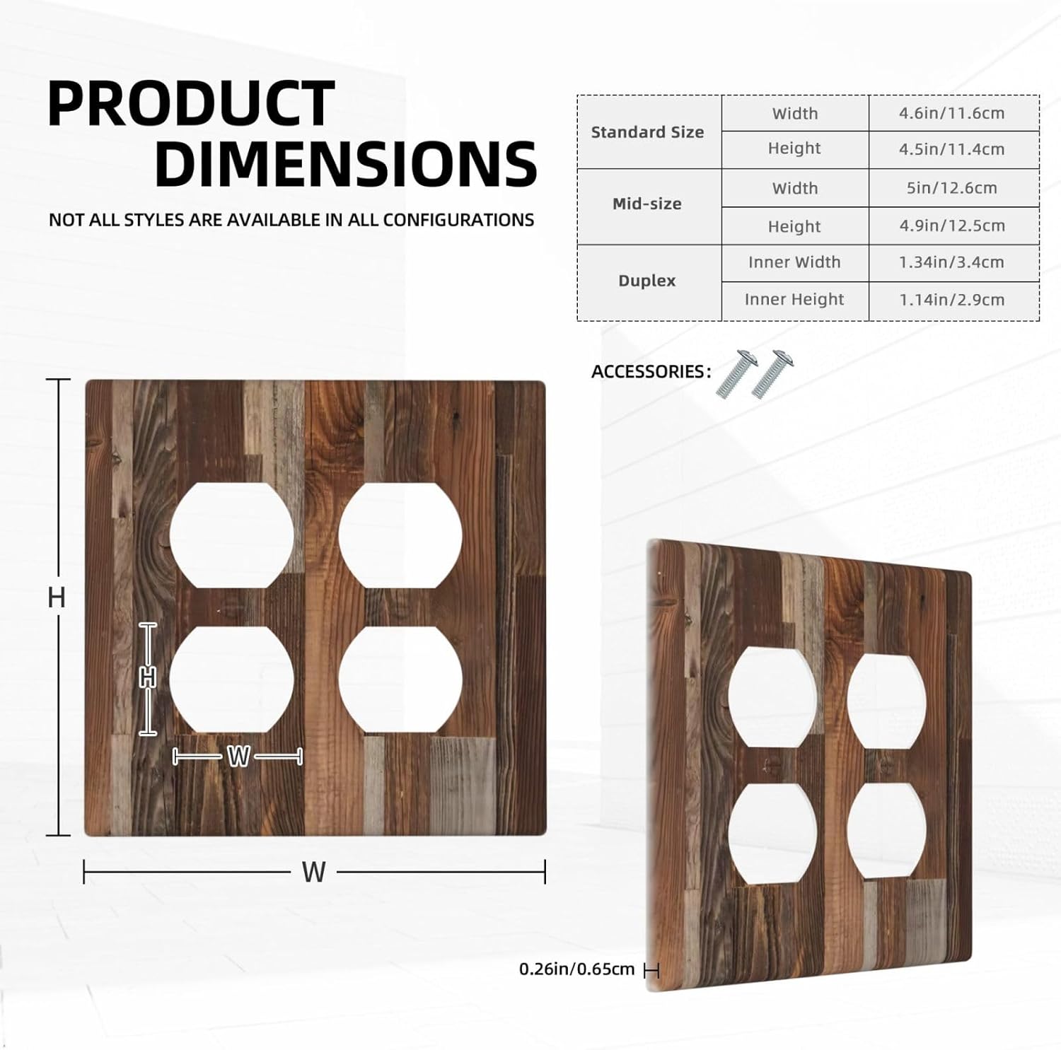 Vintage Brown Wooden Boards Print Wood Grain Outlet Covers 2 Gang Double Duplex Decorative Light Switch Covers Electrical Wallplates Socket Faceplate for Farmhouse Home Decor