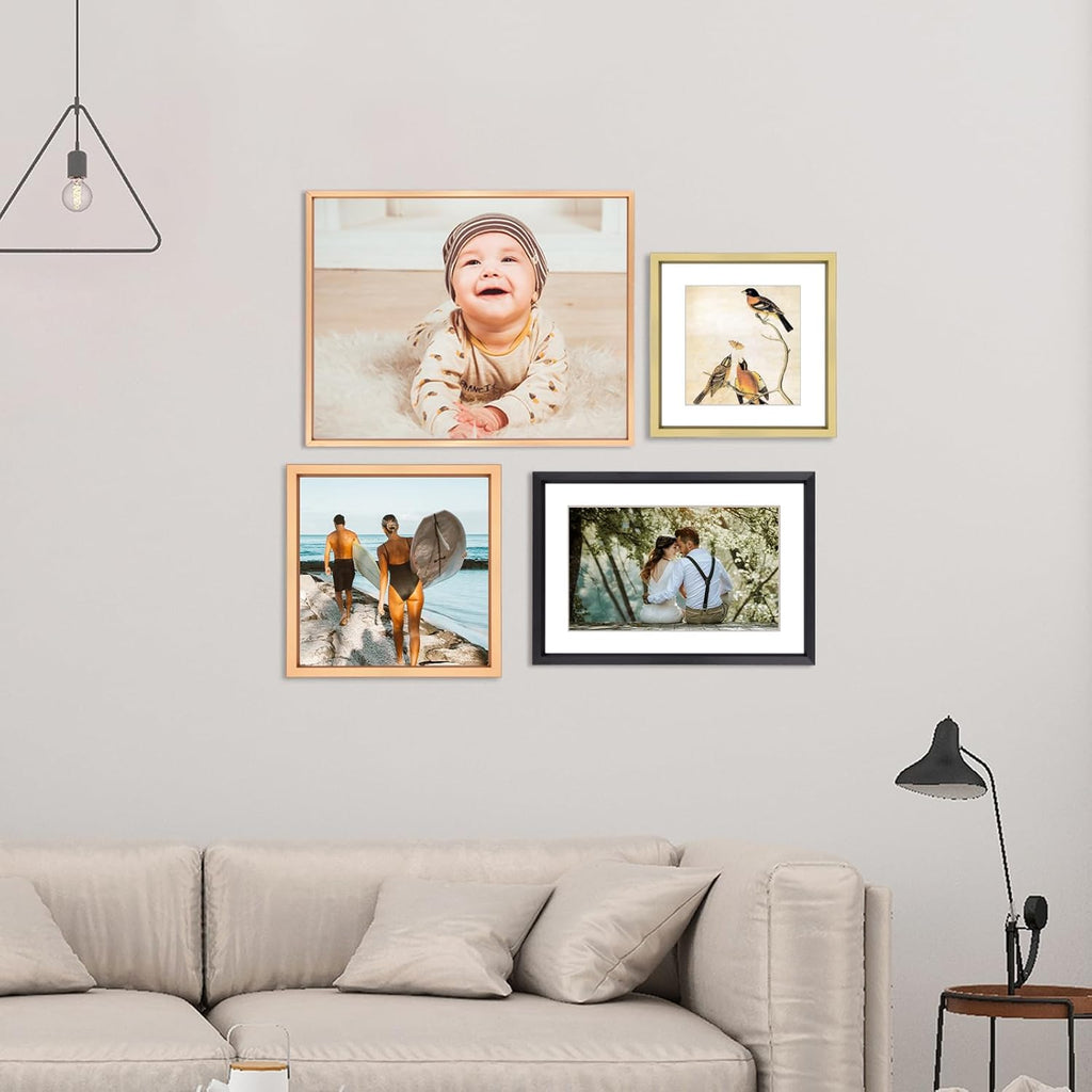 3x3 Picture Frame, Gold Metal Square Photo Frames with HD Glass, Fits 2x2 with Mat or 3 x 3 without Mat, Display for Wall and Table, 1 Pack