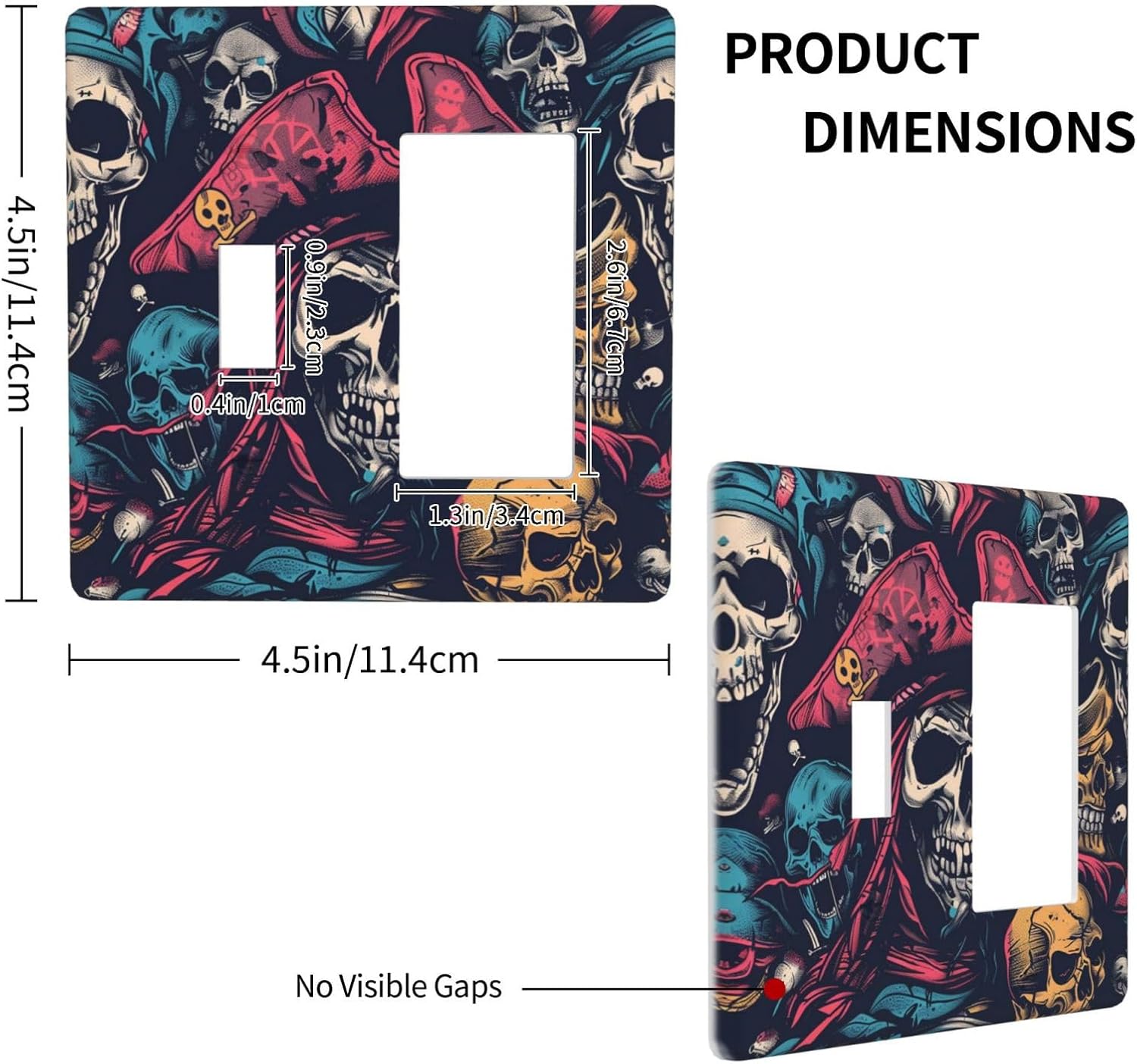 Outlet Covers Pirate Colourful Skeleton Red Hat 1 Toggle 1 Rocker Combination Decorative Wall Plate Electrical Switch Plates Light Switch Cover Plate For Farmhouse Cabin Decor