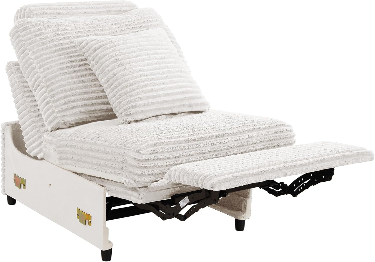 LEVNARY Modular Power Recliner Chair, Faux Rabbit Fur Upholstered Single Seat with Electric Lift Function, Compatible with Modular Sofa System (White)
