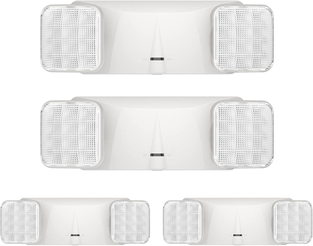 SPECTSUN 4 Packs LED Emergency Lights with Battery Backup, Two Head Adjustable Commercial Emergency Lights, UL Listed, AC 120/277V, Hardwired Emergency Exit Light Fixtures for Business/Home.