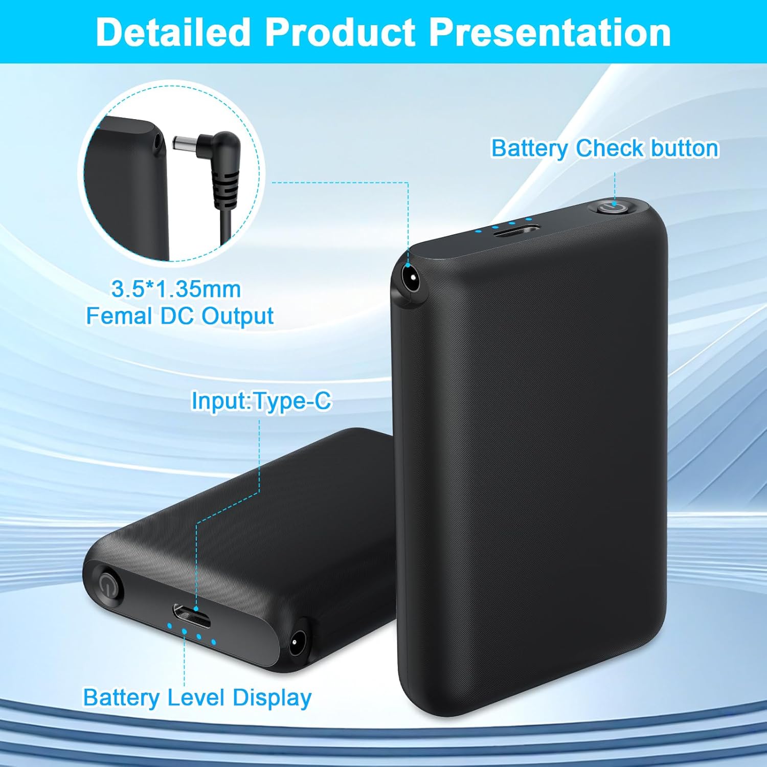 1 Pair 7.4V 2A 3000mAh Li-Polymer Rechargeable Battery Pack, Batteries for Battery Heated Glove with 3.5mm Female DC Jack for Heated Gloves, Heated Slippers, Heated Socks, Heated Scarf ＆Heated Insoles