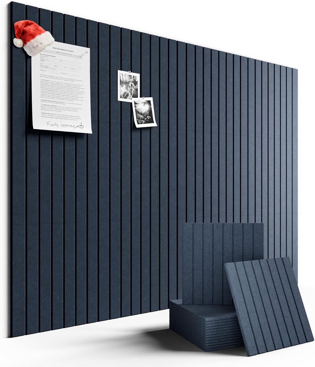 Large Felt Bulletin Board 48" X 36" Cork Board Alternative-12 Pack with 70 Safe Removable Adhesive Tabs, Cork Boards for Walls Cork Board for Home Office Classroom Pin Board -Navy Blue