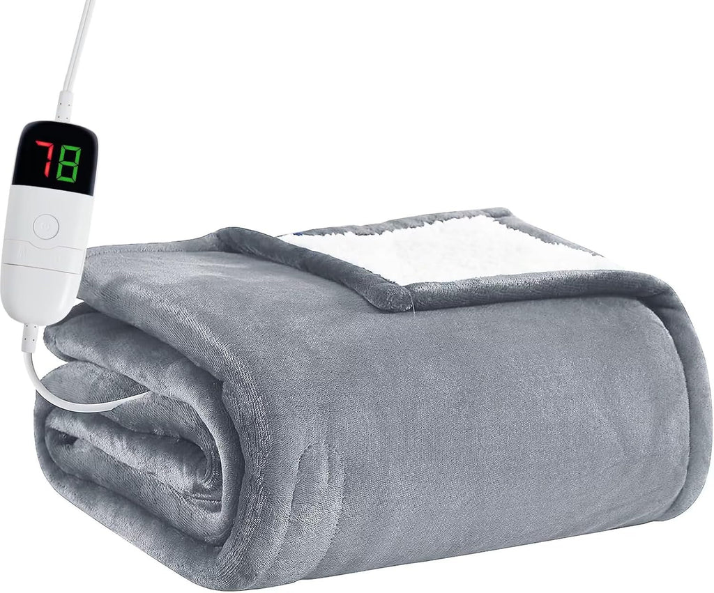 BOMOVA Heated Electric Blanket Full Size - 72" x 84" Heating Blanket with 10 Heating Levels & 8 Hours Auto Off, Warm Flannel Blanket, Christmas Birthday Gifts for Women