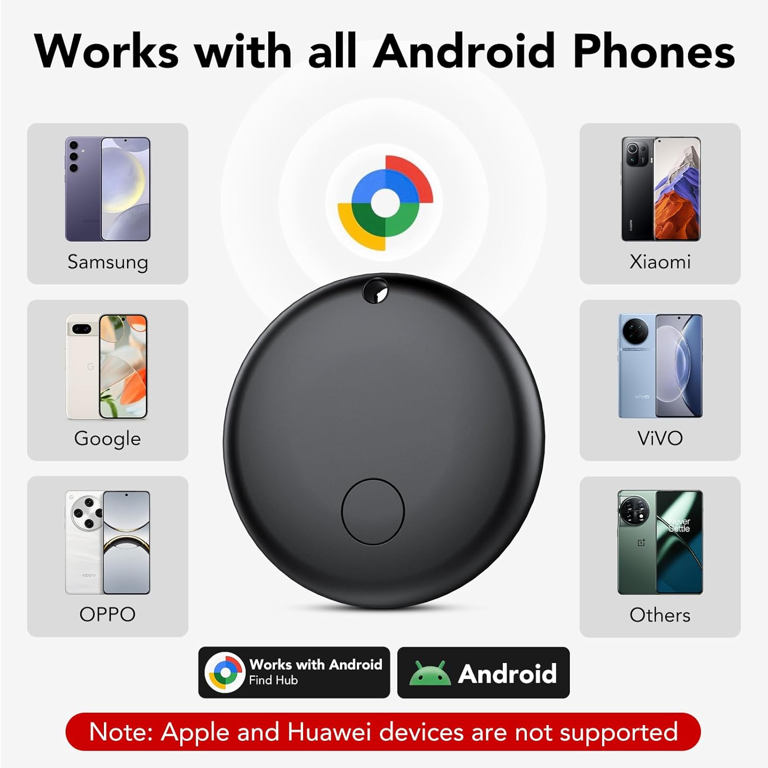 Android Tag Tracker 2 Pack, Bluetooth Tracker Tags, Work with Google Find My Device App (Android Only), Smart Tags for Luggage, Wallet, Vehicles, Keys (Not for iOS)
