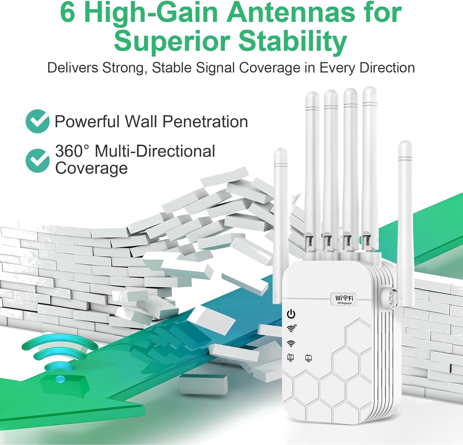 WiFi Extender Signal Booster for Home, AC1900Mbps Dual Band, Covers up to 12880 sq.ft & 105 Devices, New 6X Faster Wireless WiFi Extender with Ethernet Port, WiFi Booster Compatible with All Routers