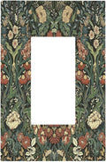 Decorative Outlet Covers Vintage Dark Floral William Morris Green Flower 1 Gang Single Rocker Light Switch Cover Plate Wall Plates GFCI Faceplate for living Room Home Decor