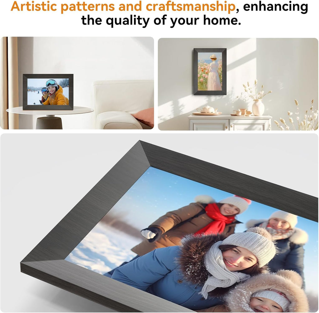10.1 Inch Smart Digital Picture Frame with Wi-Fi 6, 32GB Storage, IPS Touch Screen, Auto-Rotation, Music Sync, Weather & Clock - Ideal Gift for Families