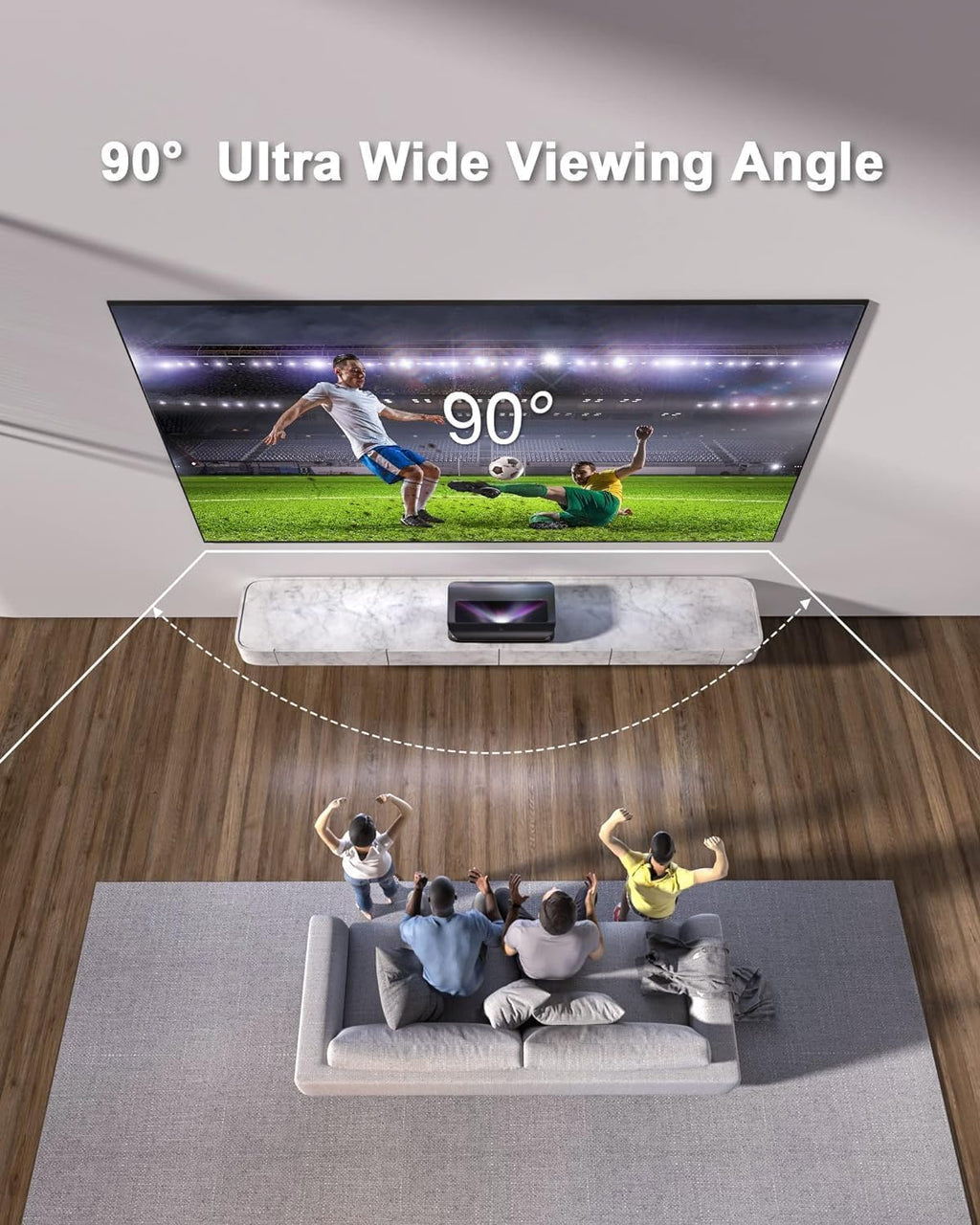 AWOL VISION 120" UST Projector Screen for Bright Day Light Using, 85% Ambient Light Rejecting (ALR) Fresnel Projector Screen for Ultra Short Throw Projector, Fixed Frame, Active 3D
