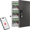 72 Key Lock Box, Key Cabinet Organizer Wall Mount use OTP Technology Unlock,Fixed Password/Bluetooth Unlock,Key Safe Security Storage Lockbox Holder for Valets, Hotels, Car and House