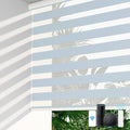 LazBlinds Motorized Zebra Roller Shades, Rechargeable Smart Blinds with Remote Control, Custom Size Light Filtering Dual Layer Roller Sheer Shades, Blue