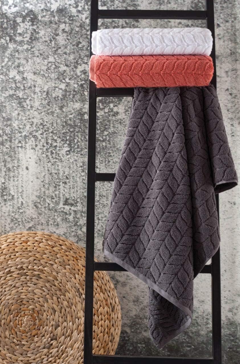 BAGNO MILANO Turkish Bath Towels, Soft Plush Jacquard Luxury Bath Towels, Quick Dry Towel Set (Coral Red, 2 pcs Bath Towel Set)