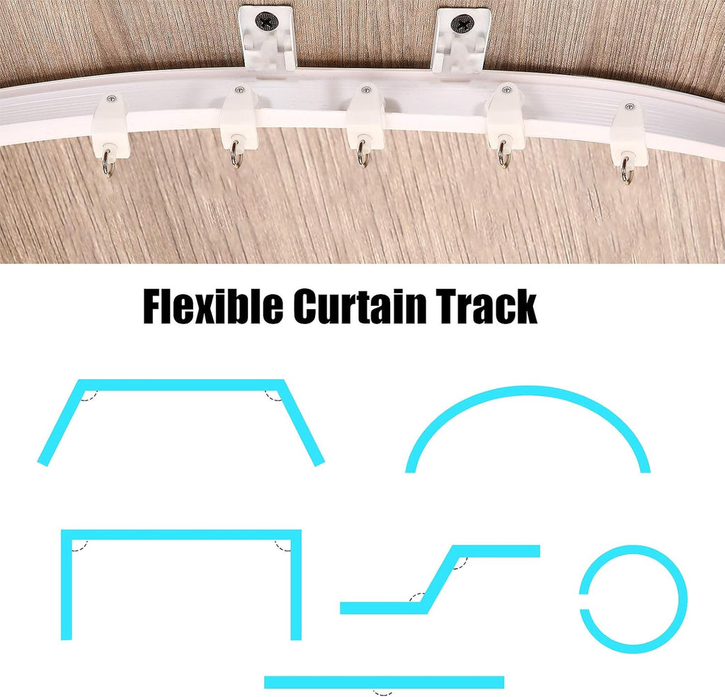 Jetec Curtain Tracks Ceiling Flexible Curtain Track Bendable Rail Curved Wall Mounted for Living Room Bedroom Divider Rod RV(5 Meter/ 16.4 Feet,White)