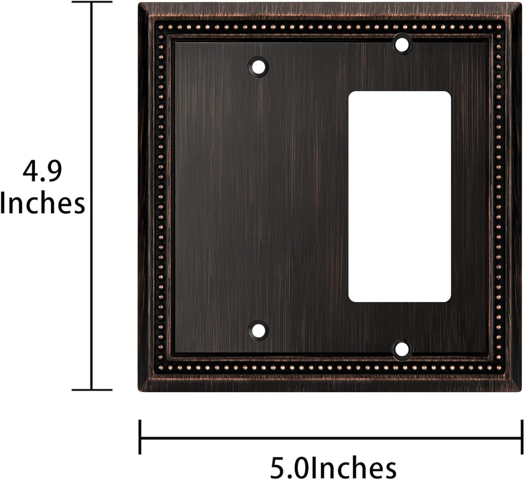 Henne Bery Sunken Pearls Heavy Duty Decorative Wall Plate Switch Plate Outlet Cover (Blank/Decorator, Aged Bronze)