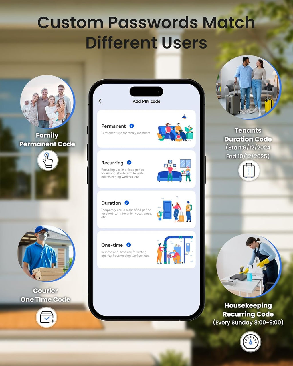 TEEHO TE012W-H WiFi Smart Door Lock with Handle, Fingerprint, Keypad, Key & App Control, Keyless Entry Deadbolt Set, Compatible with Alexa & Google Assistant, Easy Install for Front Door, Matte Black