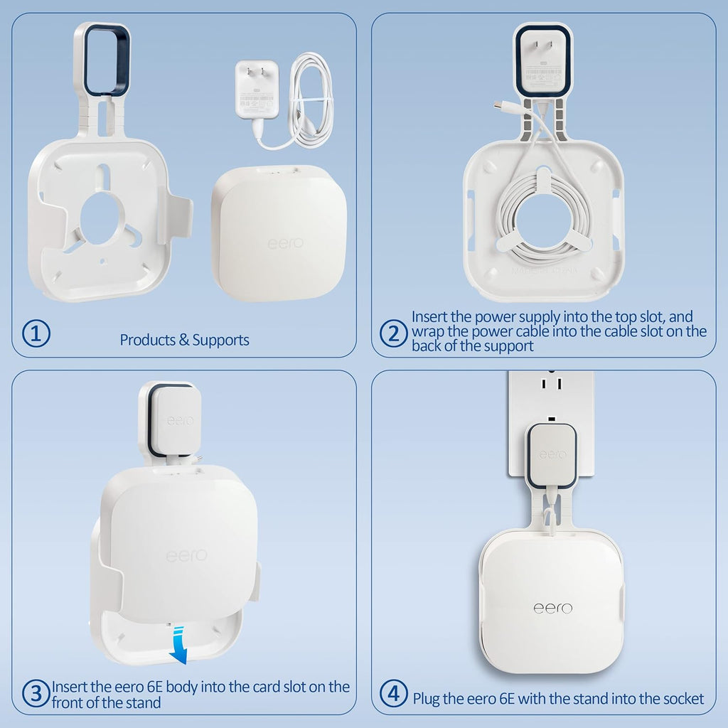 Wall Mount Holder for EERO Pro 6E Mesh WiFi System, Space Saving Outlet Wall Mount Bracket for EERO Pro 6E Router with Cord Management and Easily Moved(2 Pack)