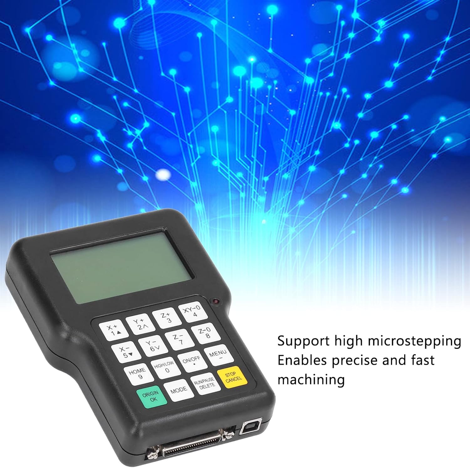 CNC Offline Controller, 3 Axes CNC DSP Remote Hand Control Supports High Microstepping Offline Control Module, Control Board USB Port CNC Router Controller for CNC Lathe Engraving Milling Machine