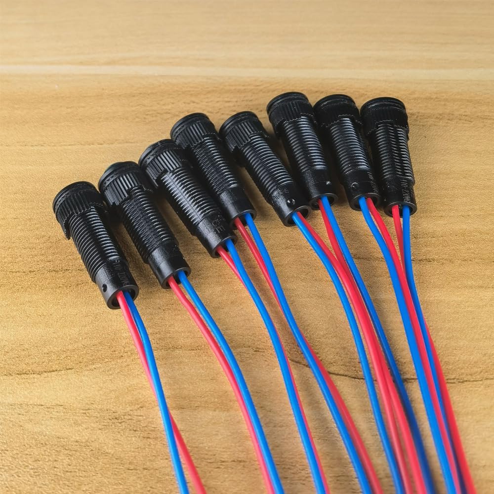 8pcs Green LED Indicator Pilot Light 110VAC Mounting Hole Size 8mm(Flame Retardant Plastic Shell)