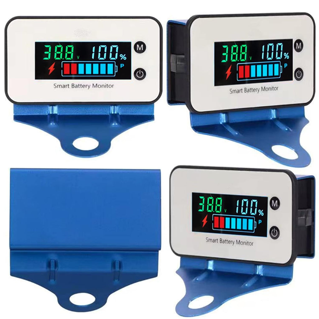 IPX7 Waterproof Battery Monitor with Bracket 7-100V,Car Motorcycle Golf cart Battery Meter Digital Display Capacity Remaining Capacity Percentage Tester with Buzzer Alarm and Temperature
